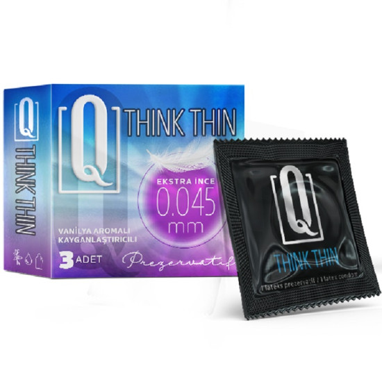 Q Think Thin 3\'lü Ekstra İnce Vanilya Aromalı Prezervatif
