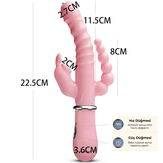 Vibex Çift Penetrasyon 3\'lü Tavşan Vibratör