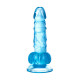 Şeffaf Mavi Testisli Vantuzlu 16cm Yumuşak Jel Dildo
