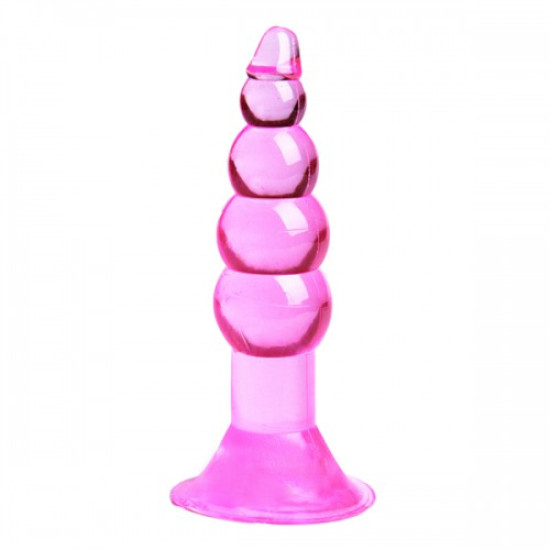 Backpart Boğumlu Vantuzlu 11.5cm Anal Tıkaç - Pembe