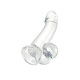 Kristal Pürüzsüz Yüzeyli Şeffaf Silikon Vantuzlu Testisli 15cm Dildo