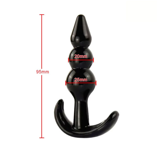 Backpart 3 Boğumlu Silikon Anal Tıkaç - Siyah
