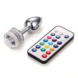 Backpart Uzaktan Kumandalı LED Işıklı Paslanmaz Çelik Anal Tıkaç