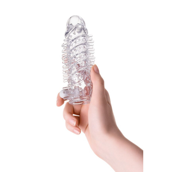 Ucu Dolgulu Titreşimli Tırtıklı 13.4cm Penis Kılıfı